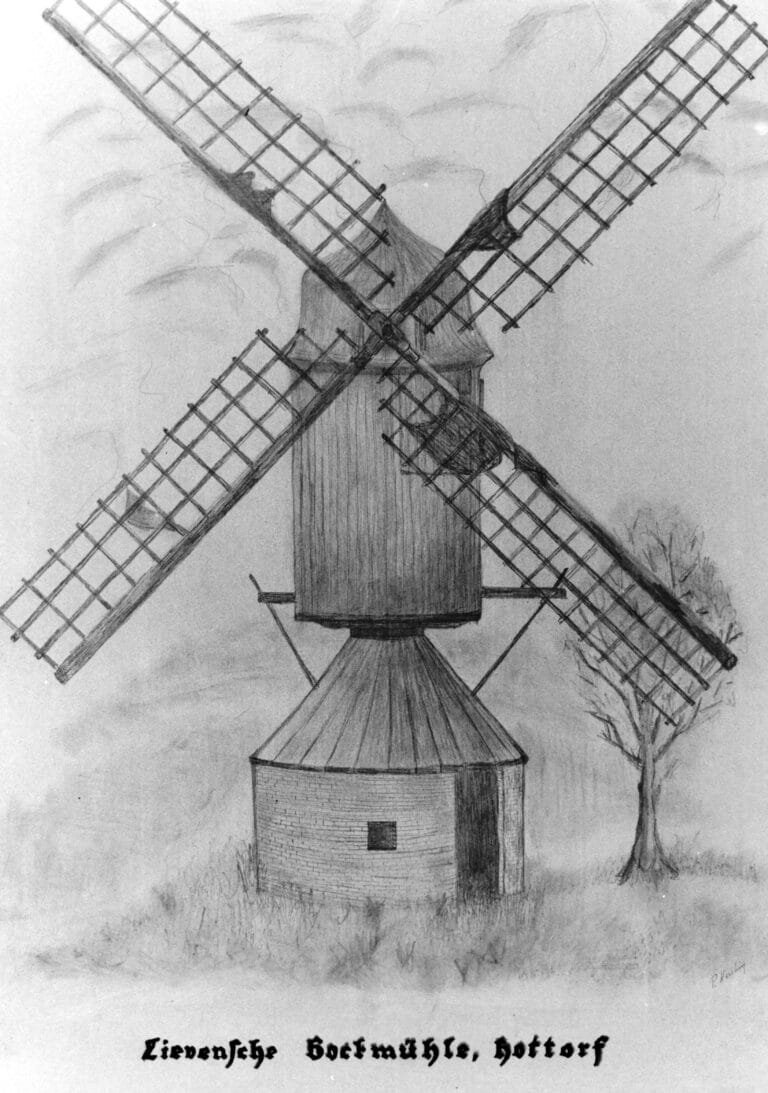 Radierung der Windmühle von Hottorf