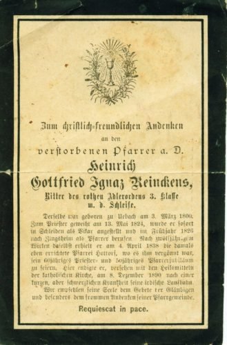 1890-12-08 Heinrich Gottfried Ignaz Reinckens (Pfarrer)